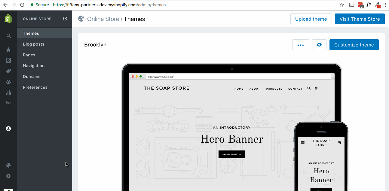 Shopify website editor