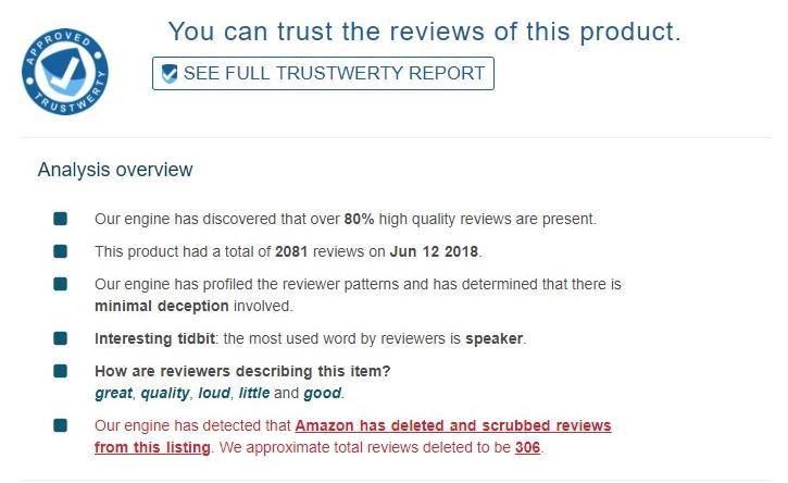 Detailed explanation of Fakespot's fake review analysis.